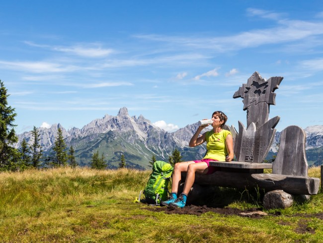 Wandern am Salzburger Almenweg, Bankerl am Roßbrand